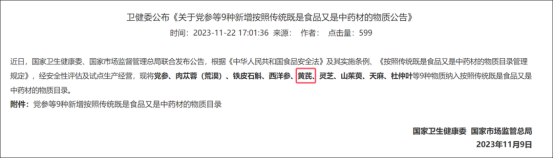 黄芪用于保健食品及食品的政策迁延