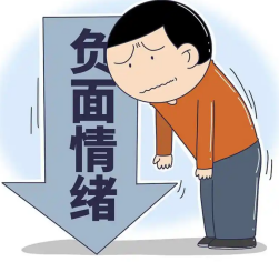 卡通人物被负面情绪牌子压着